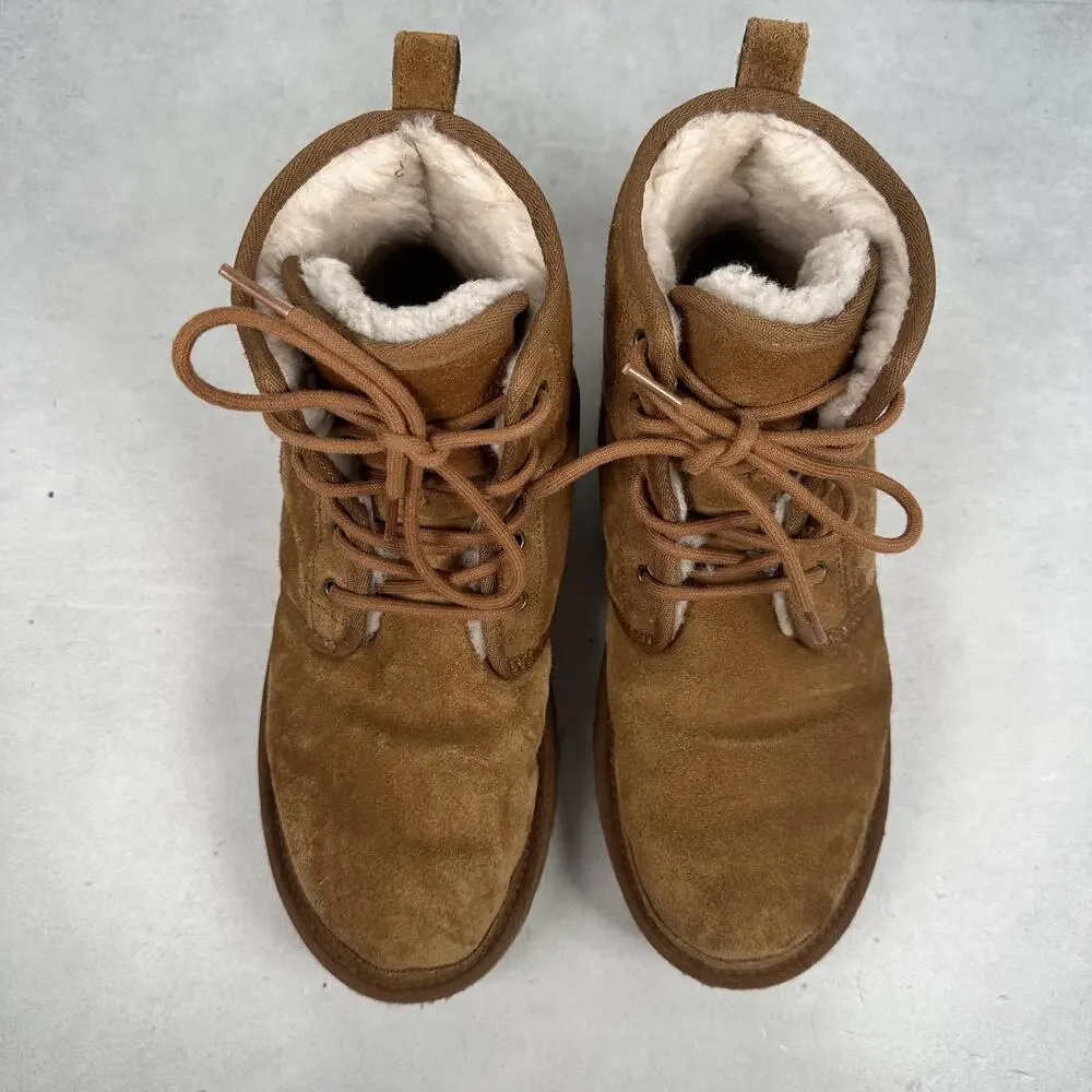 UGG Chukka Boots Mens Size 9 Chestnut Suede Sheepskin Lined Lace Up 1016472